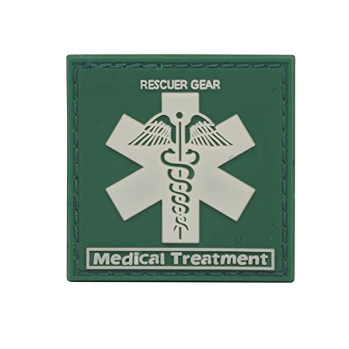 Cobra Tactical Solutions Star of Life Rescue Medical Treatment Medic Parche PVC Táctico Moral Militar con Cinta adherente de Airsoft Paintball para Ropa de Mochila Táctica