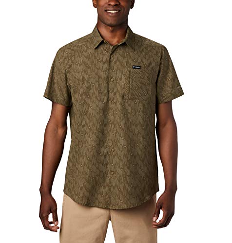 Columbia Triple Canyon Camisa de Manga Corta, Hombre, Verde (New Olive Maze), XL