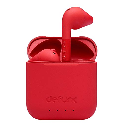 Defunc D4212 True Go Slim - Auriculares inalámbricos con Sonido Potente (22 Horas de autonomía), Color Rojo