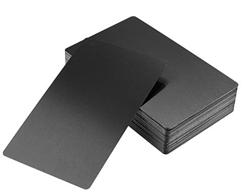 DEWIN Papel Tarjeta Visita - Tarjetas Cartulina Negra Impresionantes Espacios en Blanco Tarjetas de Visita de Negocios de Metal grabadas con Marca láser 50Pcs (Negro)