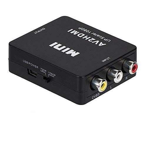 Docooler 1080P HDMI a Analógico AV 3RCA CVBS Composite HD Video Audio Conversor Adpter Soporta PAL/NTSC con Cable de Carga USB para PC, portátil, HDTV DVD,PS3