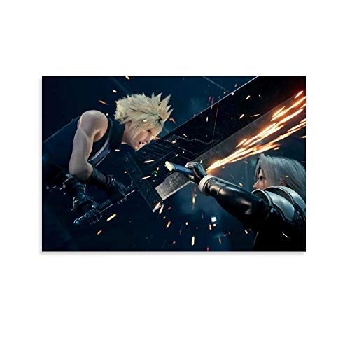 DRAGON VINES Póster de Final Fantasy 7 Cloud Strife Vs. Sephiroth Art - Lienzo decorativo (40 x 60 cm)