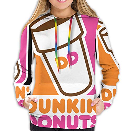 Dunkin-Donuts - Sudadera con Capucha Estampada de Manga Larga con Bolsillo y cordón con Bolsillo