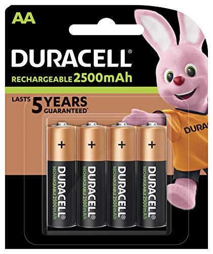 Duracell AA - Pilas Recargables (2500 mAh, 4 Unidades)