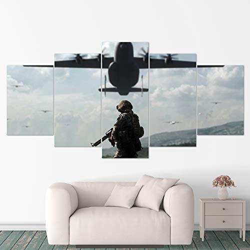 ES-CO Battlefield, Battlefield Heroes, Hardline, Modern Combat, Lienzo de 5 Piezas para Pared, Lienzo para Juegos, decoración de Pared, 20 Enmarcado, Listo para Colgar