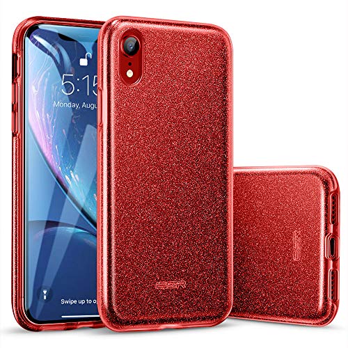 ESR Funda para iPhone XR, Cárcasa Blindada Brillante[Protección a Bordes y Cámara] [Compatible con Carga Inalámbrica] Suave TPU Exterior + Plástico Duro Interior para Apple iPhone XR DE 6.1"-Rojo