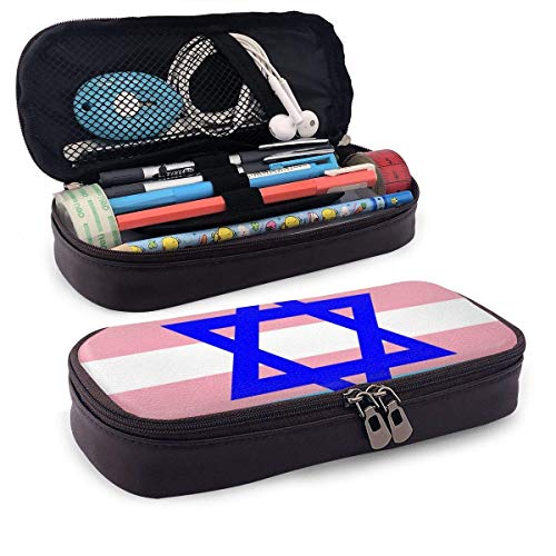 Estuche para lápices Transgénero Transexual Trans Pride de judía Estuche para lápices escolares Funda para oficina Bolígrafo Caja de cremallera Conjunto de bolsa Pu Cuero Zip para Accesorios