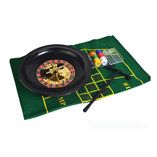 Fikujap Ruedas Ruedas y Accesorios 10 Pulgadas Ruleta Ruleta Ruleta Conjunto con Estera y Papas Fritas, Ruleta Deluxe Set Roulette Wheel Poker Chips Set Divers Fun Ocio Entretenimiento Mesa Juegos