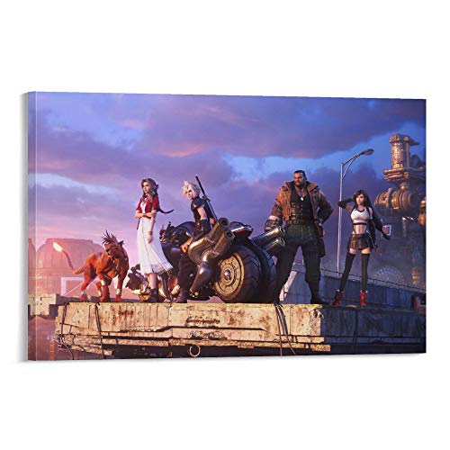 Final Fantasy 7 Cloud Strife Locomotora Tifa Lockhart Barret Wallace Aerith Gainsborough Red XIII Nanaki Cool Movie Póster e impresiones para pared, pintura abstracta colorida 50 x 75 cm