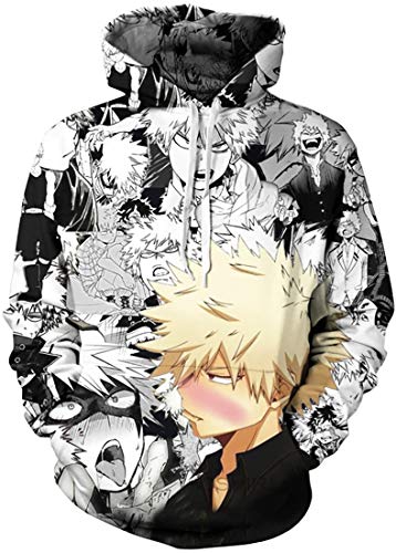 FLYCHEN Mujer Sudaderas con Capucha Manga Japonesa My Hero Academia Impresión 3D All Might Manga Larga - Bakugou Katsuki 31-2XL