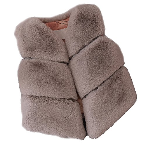 FOLOBE Los niños de otoño e Invierno Faux Fur Chalecos Los nuevos Cabritos imitación Fox Pelo Gilets Abrigos para Las niñas y los niños