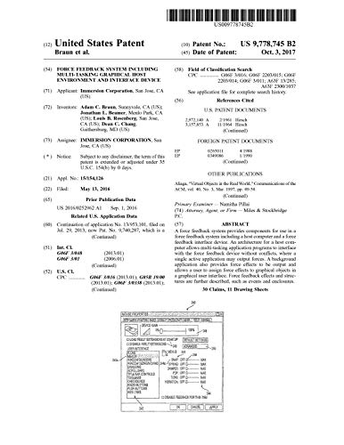 Force feedback system including multi-tasking graphical host environment and interface device: United States Patent 9778745 (English Edition)