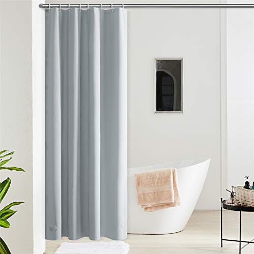 Furlinic Cortina Ducha 120x200cm Antimoho Impermeable EVA pequeña Baño Bañera Gris Pequeña con 8 Ganchos con Piedras