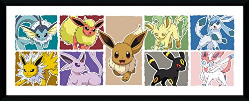 GB Eye de Pokemon Eevee evolución Impresión enmarcada, Multicolor, 30 x 75 cm