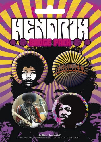 GB Eye Ltd, 4 Juego de chapas, Jimi Hendrix, BP0055