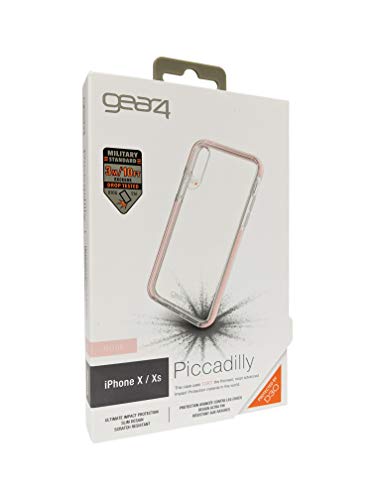 Gear4 Funda Transparente Piccadilly con protección Avanzada contra Impactos [Protegida por D3O], Diseño Delgado y Resistente para iPhone X/XS - Oro Rosa