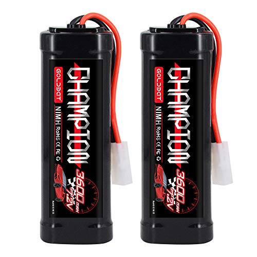 GOLDBAT 3600mAh 7,2 V NiMH RC-Akku Kompatibel mit Tamiya-Anschluss für RC-Car RC-Boot Drone Traxxas LOSI RC Truck Assoziiertes HPI Kyosho Robot (2Packs)