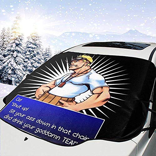 GOSMAO CID Shut Up Quote Final Fantasy VII Cubierta de Nieve para Parabrisas de Coche, Parasol de eliminación de Hielo, Apto para Coches universales, 147x118cm