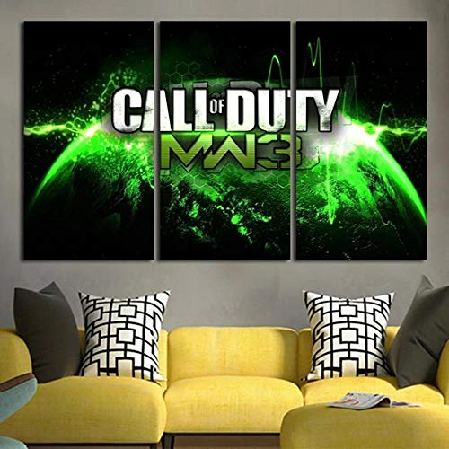 Gyybfhn Impresión HD Lienzo De Pintura Moderno HD Modular 3 Piezas Impreso Pintura Sala De Estar Decoración del Hogar Póster Cuadro Lienzo Regalo Creativo 50Cmx70Cmx3(Marco) Call Duty Mw3 Y Earth