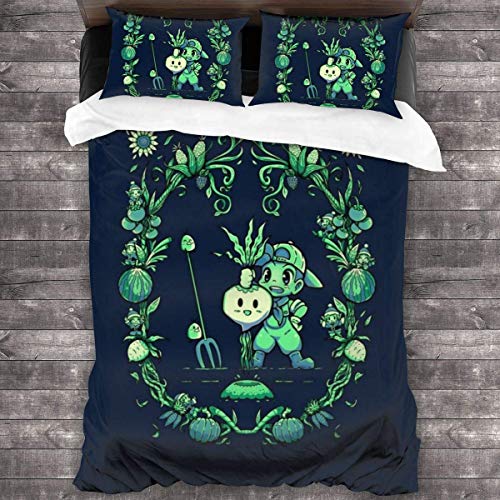 Harvest Moon Story of Seasons Juego de Cama de 3 Piezas Funda nórdica, Juego de Cama Decorativo de 3 Piezas con 2 Fundas de Almohada