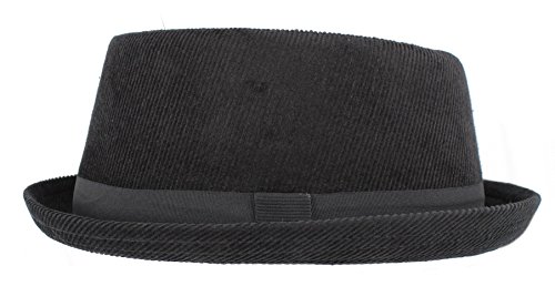 Hawkins Pork Pie H95 - Sombrero de Pana Negro (Hombres, Mujeres, Unisex) - S/M 57cm