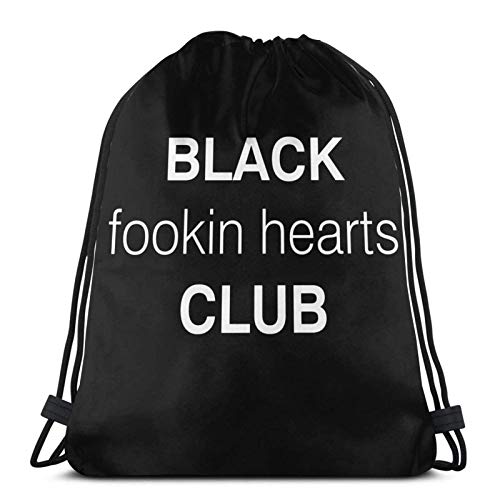 Hdadwy Negro Fookin Hearts Club 2 Sport Bag Gym Sack Mochila con cordón para Compras en el Gimnasio