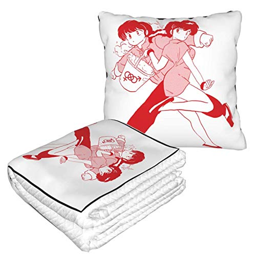Hdadwy Ranma 12 Travel 2 in 1 Ultra Soft Blanket Large Portable Fleece Throw Pillow Blanket Set for Any Travel