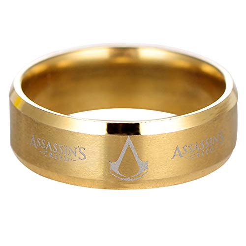 HFSKJWI Anillo Assassin'S Creed,Anillo de Acero de Titanio y Acero Inoxidable,Accesorios para Anillos de Hombre,Periféricos de Juegos de Animación,No. 7