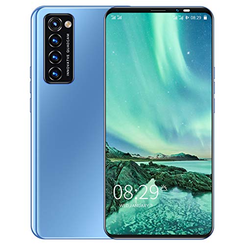 HJGHY Rino6 Desbloqueado Smartphones, 5.8" Pantalla de Alta Definición, Cámara de 13 MP Cámara Frontal + 24MP Quad Trasera, 12 + 512 GB, Tarjeta Dual Celulares Mundial de la Banda 5G,Azul