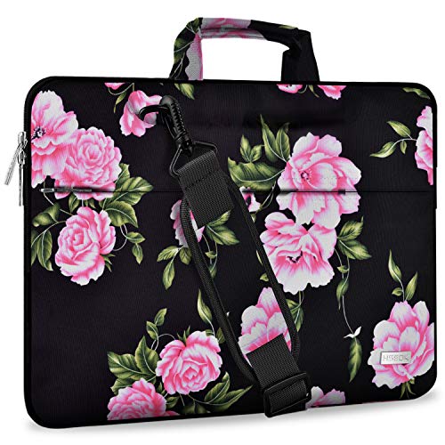 HSEOK Bolso Bandolera/Maletín para Portátil 15"-16", Funda Protectora Laptop Sleeve Dura y Impermeable para 15" 16" MacBook Pro, 15"-15,6"-16" Notebook, Peonía