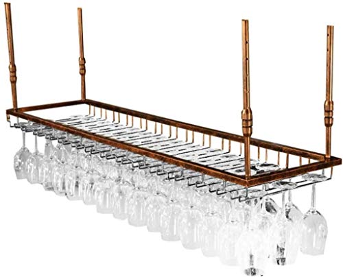 HTDZDX Bastidores Copas, Montado Techo Colgantes Titular De La Botella De Vino Estante del Metal del Vino del Cubilete De Cristal (Color : Bronze, Size : L90*W35cm)