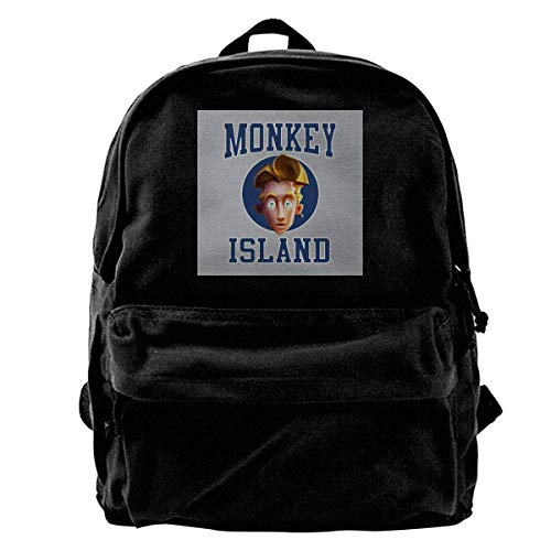 huatongxin Fashion Casual Canvas Mochila Canvas Mochila Monkey Island Guybrush Threepwood Varsity Rucksack Gym Hiking Laptop Shoulder Bag Daypack for Men Women