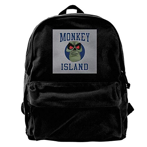 huatongxin Fashion Casual Canvas Mochila Canvas Mochila Monkey Island LeChuck Varsity Rucksack Gym Hiking Laptop Shoulder Bag Daypack for Men Women