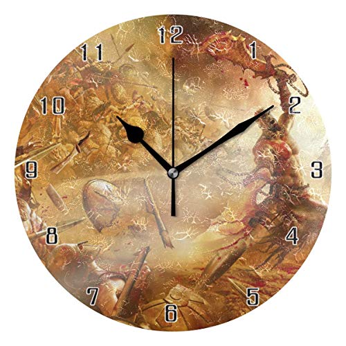 ingshihuainingxiancijies God of War World - Reloj de Pared Redondo (Funciona con Pilas, silencioso, para casa, Oficina, Escuela de 10")