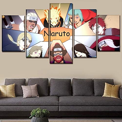 IUOUI Home Decorative Wall Art Picture 5 Panel Game Naruto Shippuden Ultimate Ninja Storm Jinchuriki Poster Canvas Print Painting-100X50CM-Framed