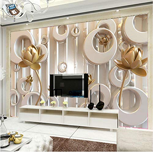 Jukunlun Custom Wall Mural Wallpaper 3D Flor De Loto Estilo Europeo Arte Pintura Mural Sala De Estar Tv Fondo Mural Wallpaper 3D-400X280Cm