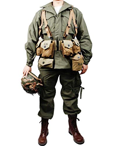 JXS Botas de Cuero WW2 US Army M43 Uniforme- M1 Equipo Conjunto de réplicas con M1 Casco tácticos al Aire Libre de la Chaqueta de los Pantalones de Soldado Equipo Conjunto