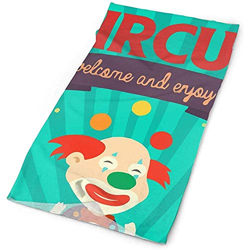 KDU Fashion Magic Scarf,Iconos De Circo Antiguo Payaso Banda De Sudor Duradera, Tocado Viaje Pañuelo De Cabeza Mágica Máscara De Pañuelo Polaina De Cuello