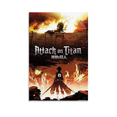 KEBEC Póster de pared de Attack on Titan Fire sin marco, para regalo, decorativo, lienzo para pared, para sala de estar, dormitorio, pintura de 20 x 30 cm