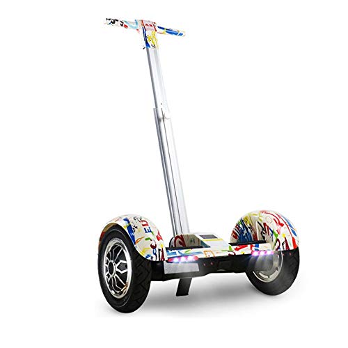 Kikioo 10 Junta Pulgadas Equilibrio, autobalanceo Scooter eléctrico, Ruedas de Skate con luz LED, Altura Ajustable Motor 350W Built-in Bluetooth Presente Altavoz/App Mejor cumpleaños for niños y ADU