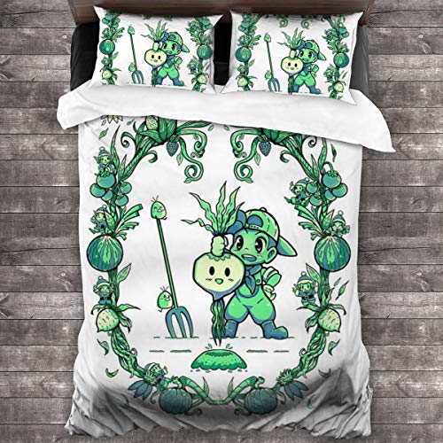 KUKHKU Fruit of the Harvest Moon Story Of Seasons Juego de ropa de cama de 3 piezas, funda de edredón de 86 pulgadas x 70 cm, juego de cama de 3 piezas decorativas con 2 fundas de almohada