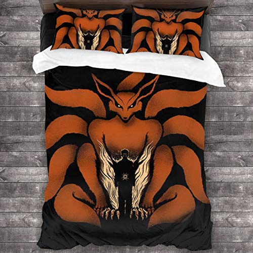 KUKHKU Juego de cama de 3 piezas Shinobi Naruto, juego de cama de 3 piezas con 2 fundas de almohada