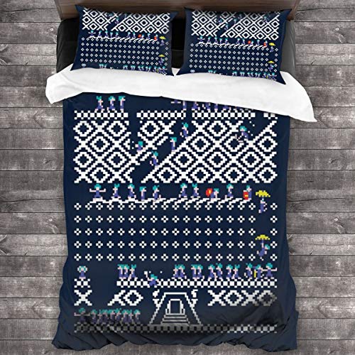 KUKHKU Oh No Its Christmas Lemmings - Juego de ropa de cama de 3 piezas con funda de edredón de 218,4 x 177,8 cm, 3 piezas decorativas con 2 fundas de almohada