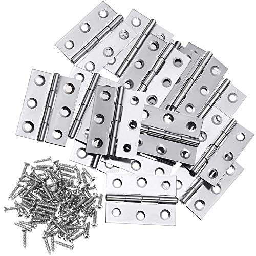 LATERN 10 piezas de bisagras de acero inoxidable Conectores de bisagras de tope plegables 3 pulgadas para el mueble de para el hogar Gabinete la puerta del armario (con tornillos de 60Pcs M4 * 16mm)