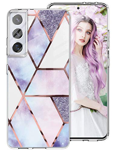 Layeri Funda para Samsung Galaxy S21 Plus, carcasa de silicona original de mármol brillante transparente, Galaxy S21 Plus 5G Cover 360 grados, funda fina para Samsung S21 Plus