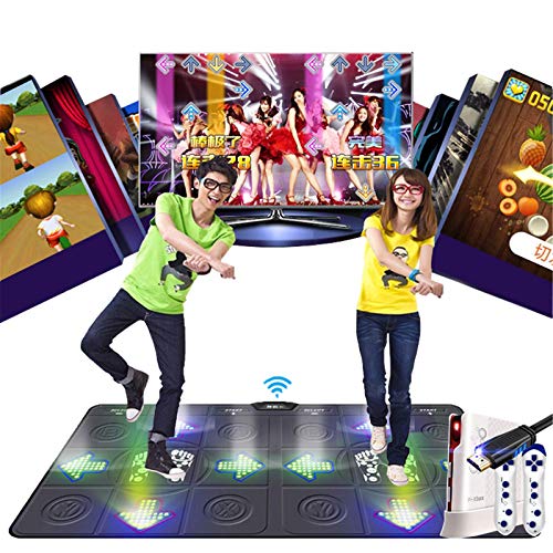 Light Up Game Dance Mat, Wireless Double Dancing Step Pad, Arcade Style Dance Games Somatosensorial Gamepad TV Video Games Yoga for Fitness Party Home, Gris