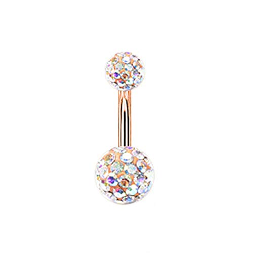 LiQinKeJi8 Anillo en el Ombligo 1pc Sexy Ombligo Piercing Botting Button Anillos Bar Crystal Zircon Pangling Party Stud Barbell para Mujer Cuerpo Joyería para Mujeres (Metal Color : CH1688011 2 1pc)