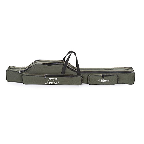 Lixada 120/130/150cm Portable Plegable Barra de Pesca Carrier Lienzo de Pesca Herramientas de Bolsa de Almacenamiento Caso (Dos capas-130cm)