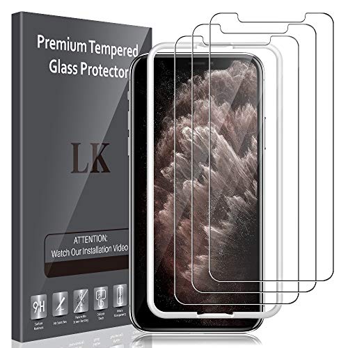 LK Compatible con iPhone 11 Pro/iPhone X/iPhone XS Protector de Pantalla,3 Pack,9H Dureza Cristal Templado, Equipado con Marco de Posicionamiento,Vidrio Templado Screen Protector
