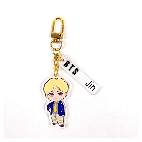 Llavero Caliente BTS-Fans Figura Llaveros Anillo dominante de Dibujos Animados J-Hope Jung Kook Suga V RM Jimin JIN Moda joyería Regalo for los Aficionados Home (Color : 7 JIN)